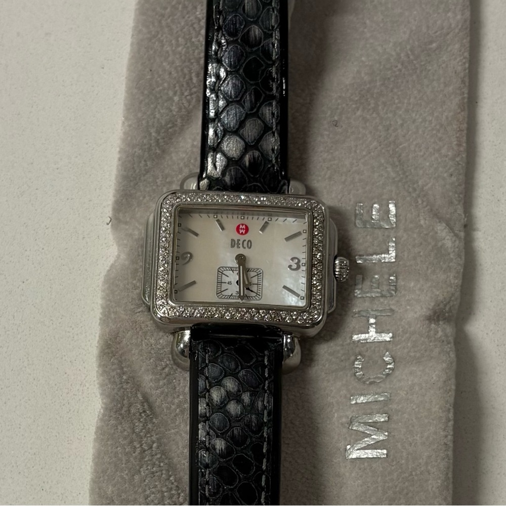 Michele Deco Diamond Mw06C01 w/ 6.5 mm Band, & Mother-Of-Pearl Dial